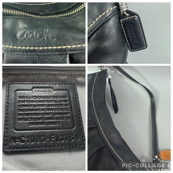Vintage Coach F13764 Black Leather Hobo Bag - Picture 12 of 13